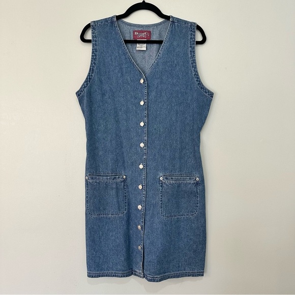Denim&Co Dresses & Skirts - Women’s Denim & Co Denim Button-Down Dress 100% Cotton Blue Vintage Sz Medium